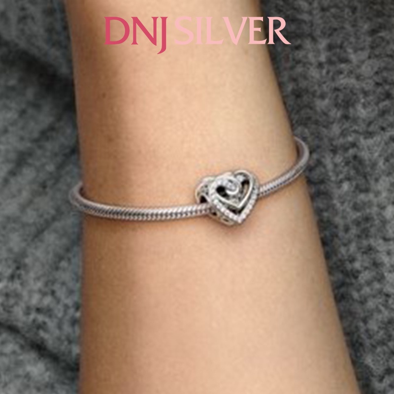 Charm bạc 925 cao cấp, hàng chuẩn bạc - Charm Sparkling Entwined Hearts thích hợp để mix vòng tay charm - DN272