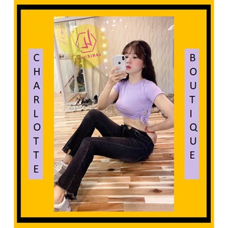 🍒Áo croptop nữ ngắn tay cổ tròn rút dây 2 bên eo/ áo croptop xinh/ áo thun thời trang/ áo thun giá rẻ