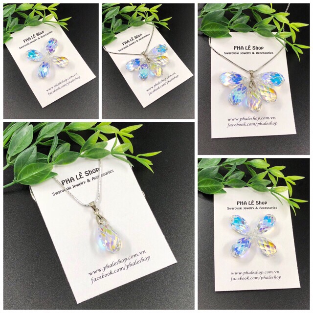 Mặt Dây Chuyền Pha Lê Swarovski Giọt Nước Dát Nhiễn S21mm