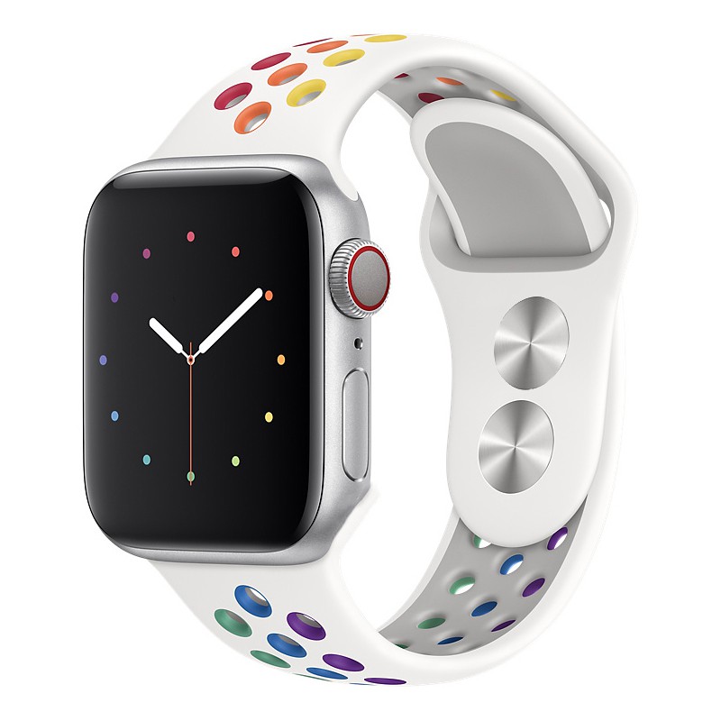 Dây đeo cao su apple watch đục lỗ 7 màu thoáng khí size 38/40mm- 42/44mm