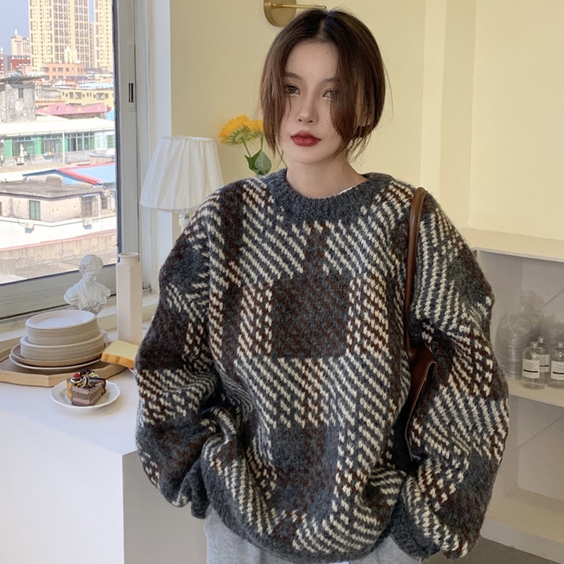 Áo Sweater Dáng Rộng Kẻ Sọc Kiểu Retro Thời Trang Mùa Thu Cho Nữ | BigBuy360 - bigbuy360.vn