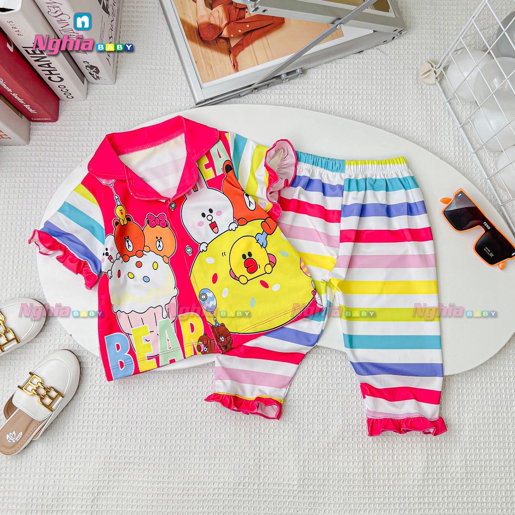 Đồ bộ bé gái quần dài áo ngắn tay NGHĨA BABY dành cho bé