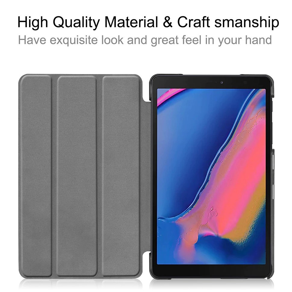 Bao da Samsung Tab A 8.0 S Pen 2019 P200/P205 Gấp 3 Khúc Lưng Cứng Có Nam Châm
