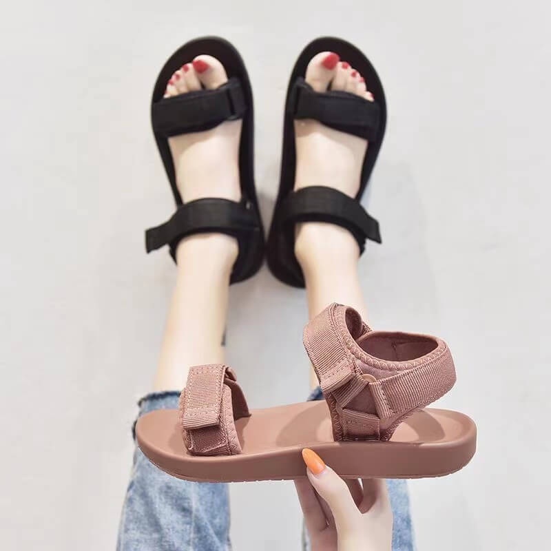 Xinng-ttan Giiony &gt; Sandal Đế Phẳng Phong Cách Hàn Quốc Dễ Phối Đồ Thời Trang Mùa Hè Giản Dị Dành Cho Nữ Sinh