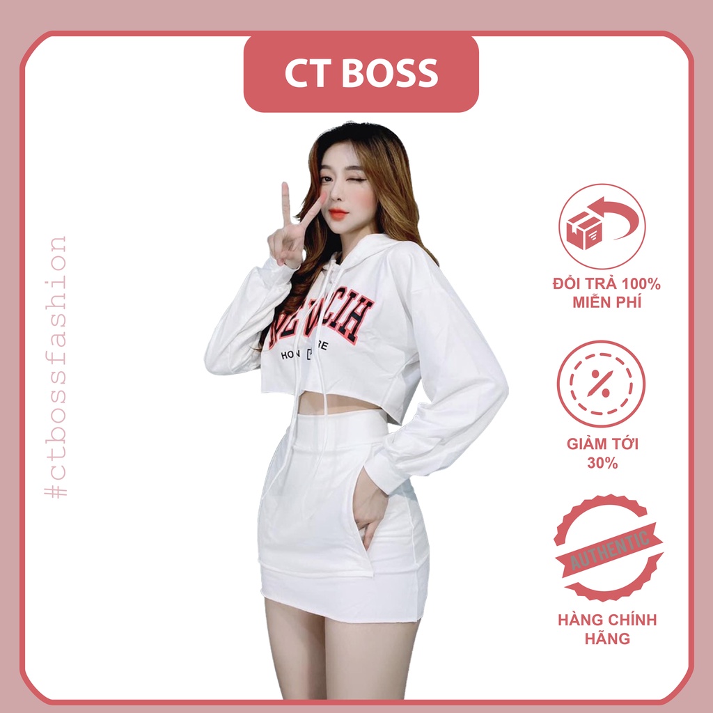 Bộ váy, set quần áo NEWRCIH áo khoác croptop chất liệu thun cotton siêu mát cao cấp freesize CT012434