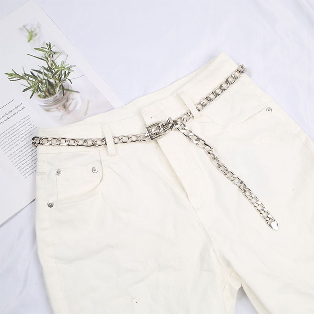 Thắt lưng dây xích có khóa cài vuông thiết kế thời trang cho nam và nữ