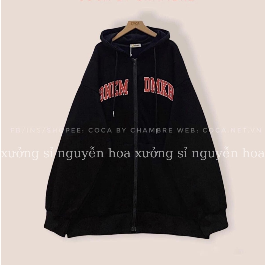 Áo khoác hoodie nỉ, áo khoác nỉ có mũ BNEM form rộng tay bồng kiểu dáng unisex Xưởng Sỉ Nguyễn Hoa | BigBuy360 - bigbuy360.vn