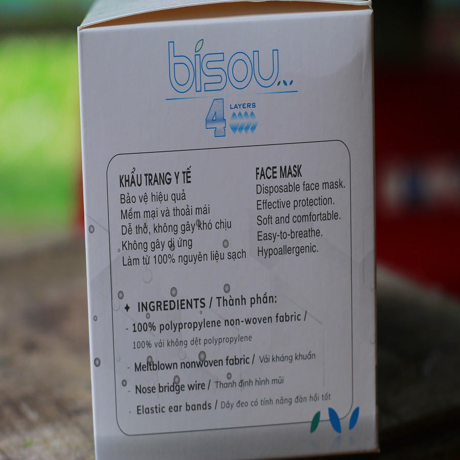 03 hộp Khẩu trang Y tế Bisou 4 lớp màu trắng