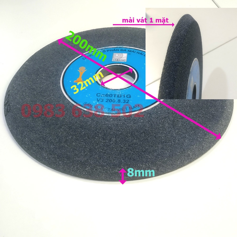 200*8*32 đá mài mài lưỡi cưa cắt gỗ đường kính 200mm trục 32mm dầy 8mm
