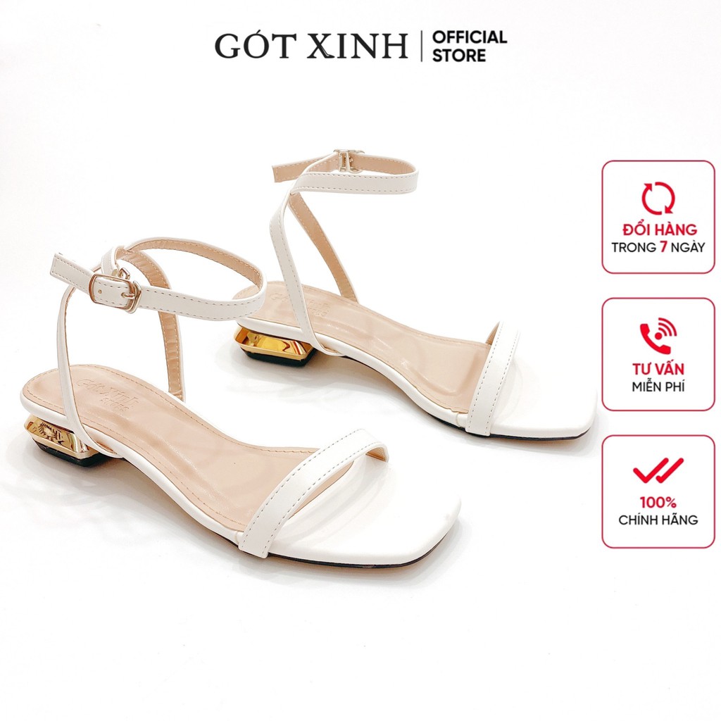 Giày sandal nữ GÓT XINH SD2 da mềm trụ vuông đế cao 3cm