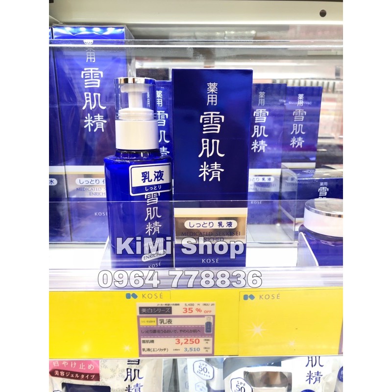 Sữa dưỡng trắng da Kose Sekkisei Medicated Whitening Emulsion 140ml