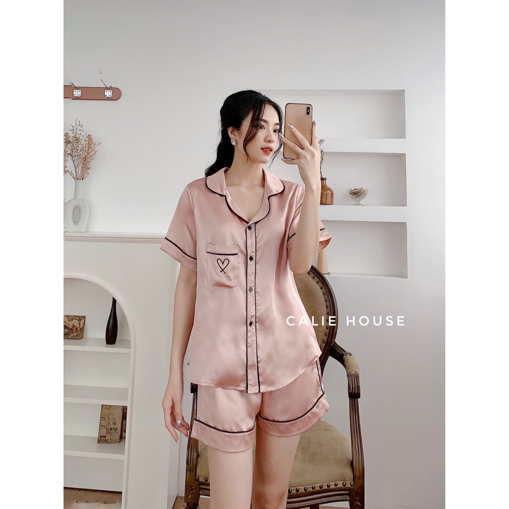 Bộ Đồ Ngủ Nữ Ngắn Tay Pijama Calie House. Bộ đồ Mặc Ở Nhà Chất Liệu Lụa Mặc Rất Mát Vào Mùa Hè S9 | BigBuy360 - bigbuy360.vn