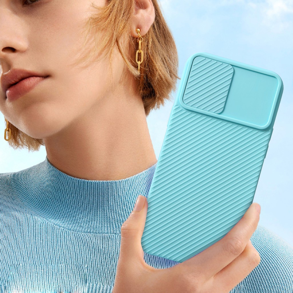 Ốp điện thoại silicon có nắp trượt bảo vệ camera thích hợp cho iPhone 11 Pro Max X XR XS Max