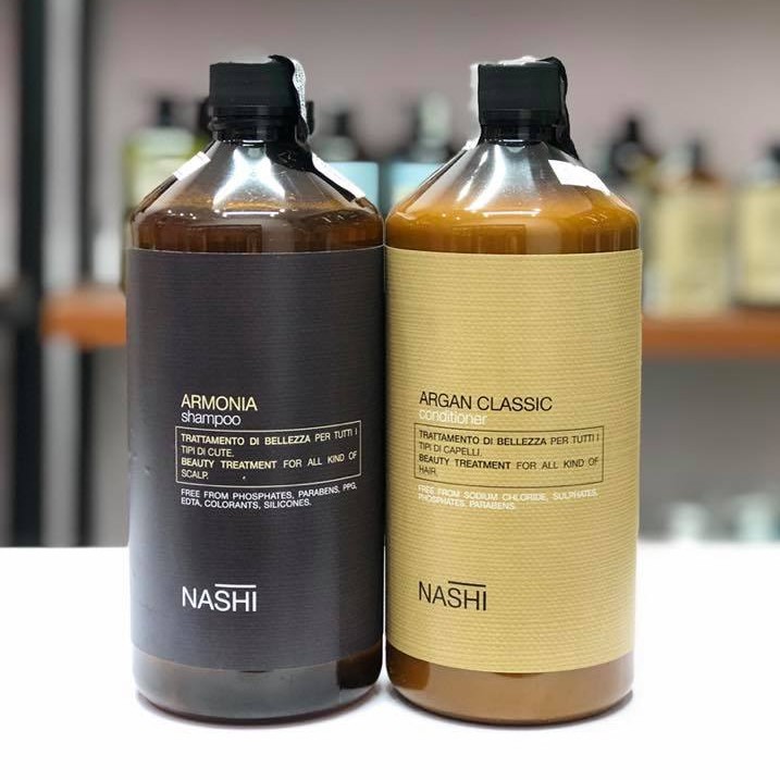 Cặp dầu gội, dầu xả Nashi Argan Armonia 1000ml*2 dành cho tóc dầu và gàu ngứa