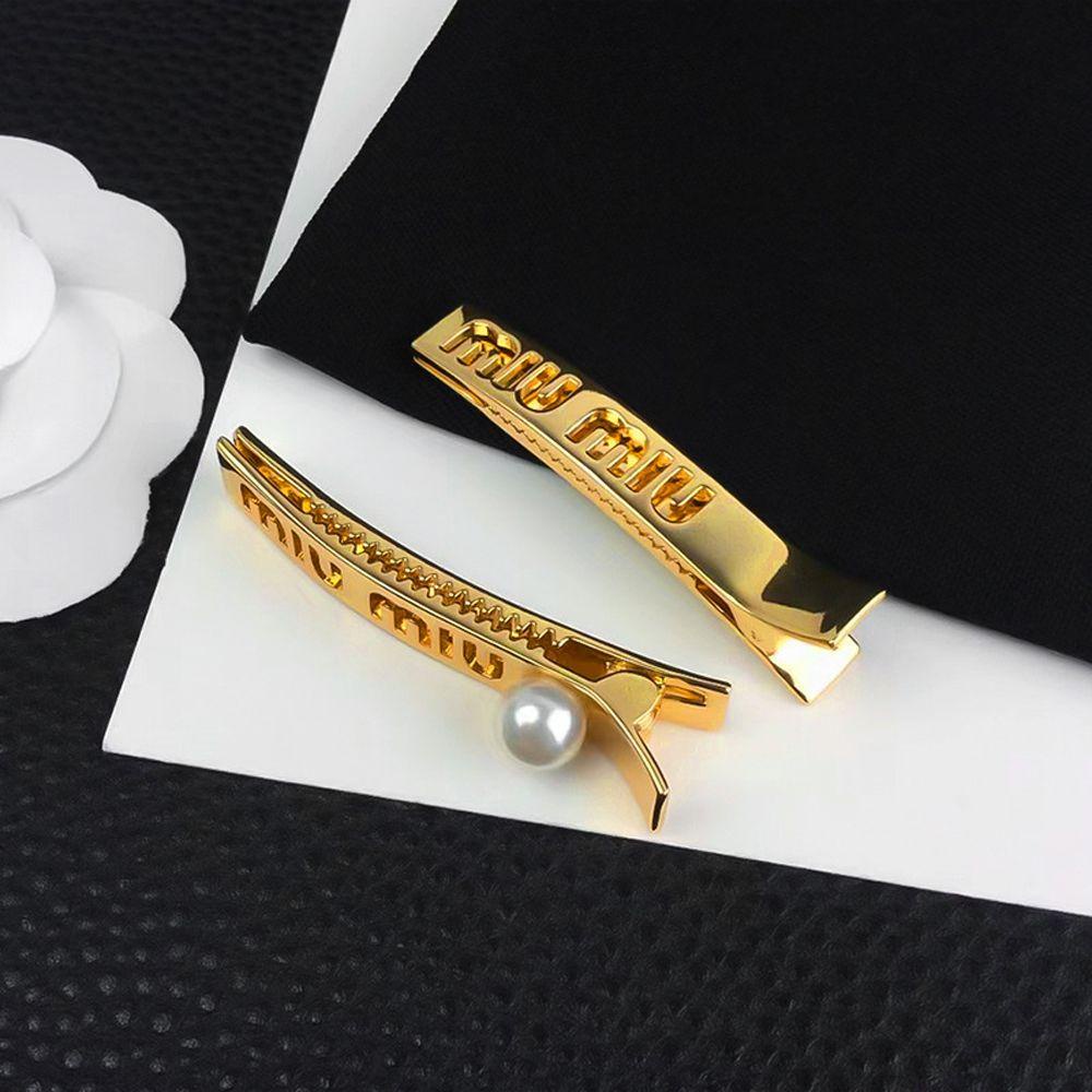 Kẹp Tóc Mỏ Vịt Bằng Kim Loại In Chữ Phong Cách Pháp Cổ Điển Sang Trọng