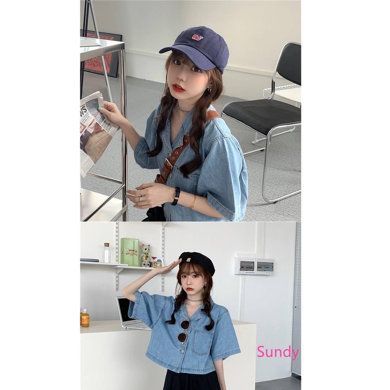Áo sơ mi jean dáng rộng thời trang Hàn Quốc sành điệu cho phái nữ