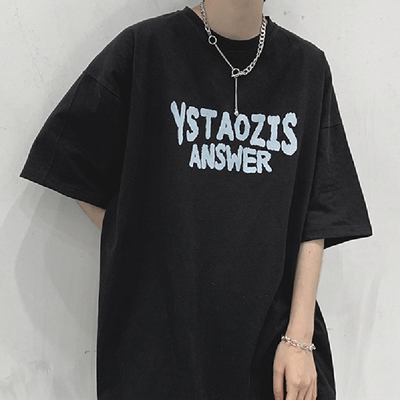 Áo Thun Dáng Rộng In Chữ Phong Cách Hip Hop Hàn Quốc Thời Trang Mùa Hè Cho Nam Và Nữ size M-8XL