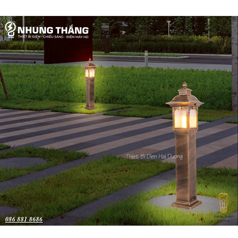 Đèn Cột Trang Trí Sân Vườn Cổ Điển DSV-1172 Chống Nước - Chiều Cao 82cm - Cắm Điện 220V - Kèm Bóng G45 - Bảo Hành 1 Năm