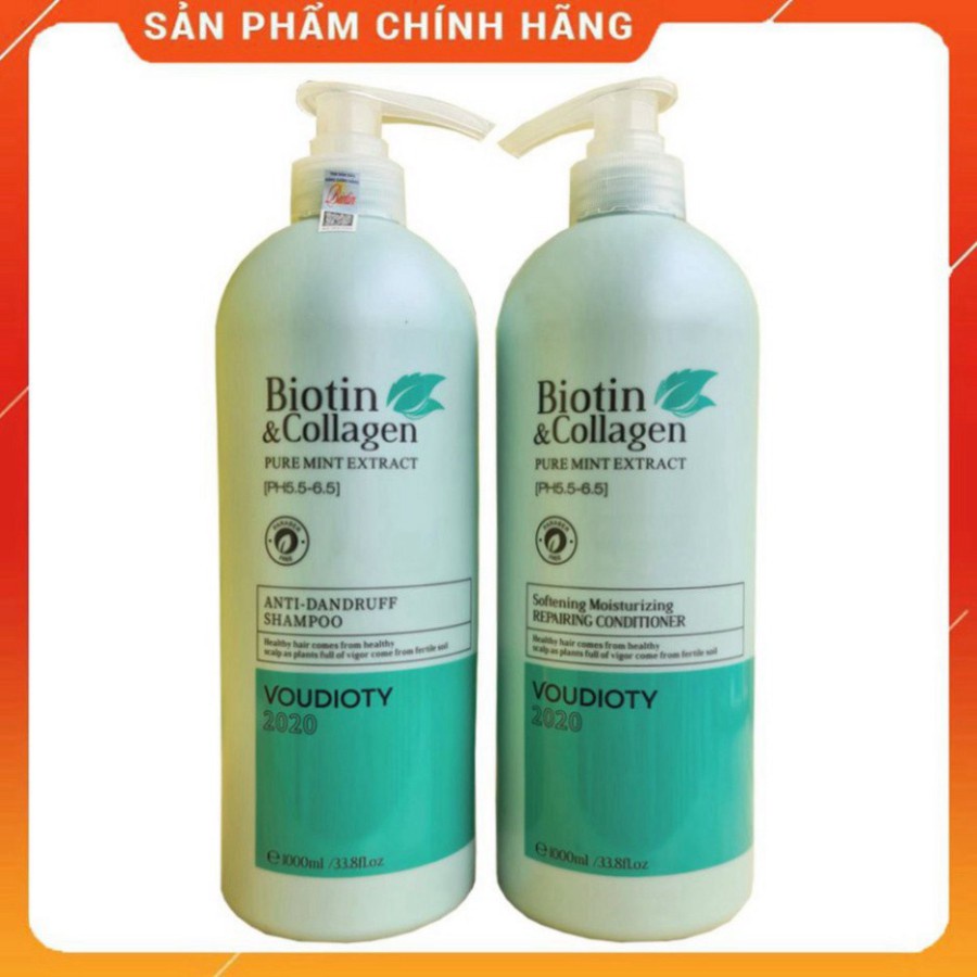 Cặp Dầu Gội Xả Biotin Collagen Xanh Dương 1000mlx2| Biotin xanh dương