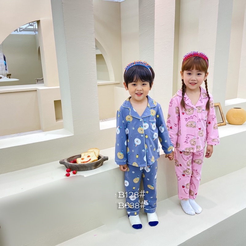 Bộ Pijam Dài Tay QiQi Cho Bé size 1-9 tuổi, Bộ Pijama Chất Thun Cotton Dài Tay Quần Dài