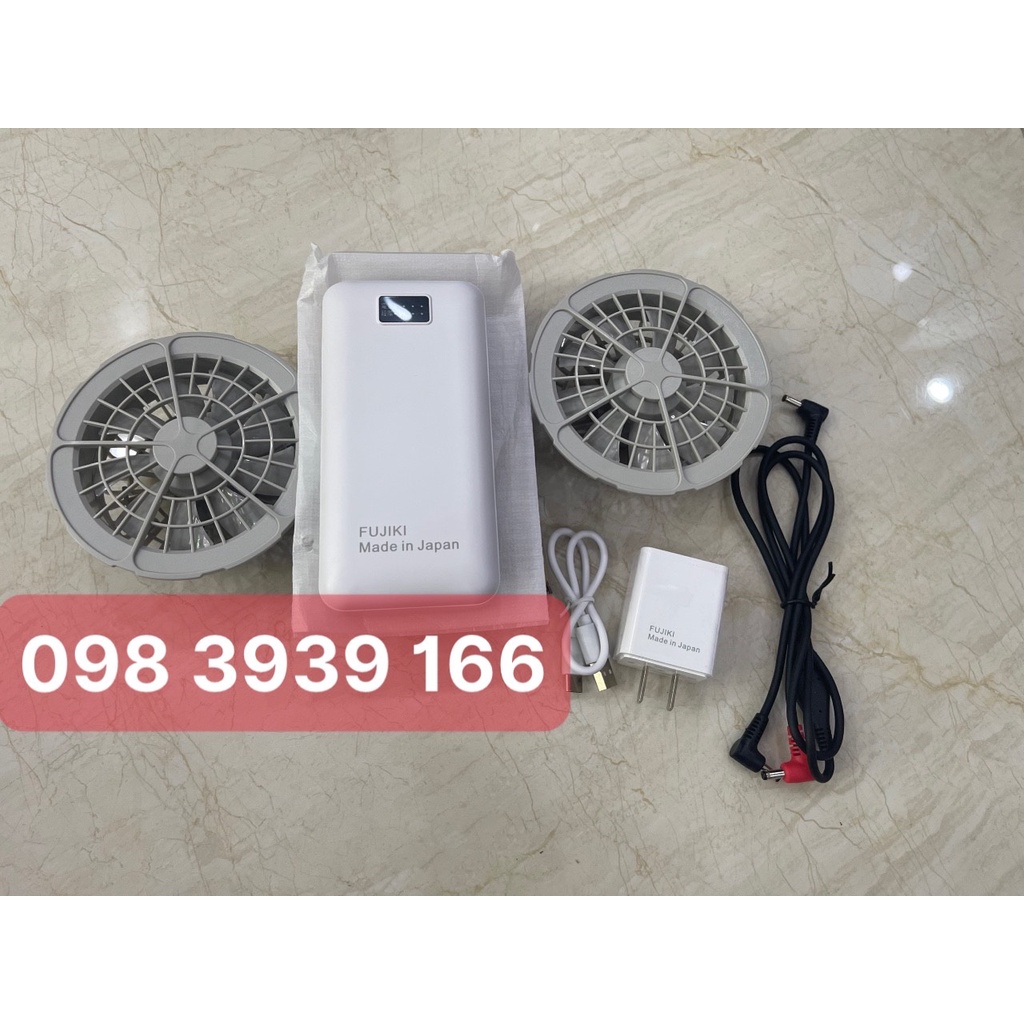 Bộ pin quạt áo điều hoà  FUZI 12v  30000  mAh / FUJIKI 22000 mAh , sạc được điện thoại , chạy 10-25  tiếng .