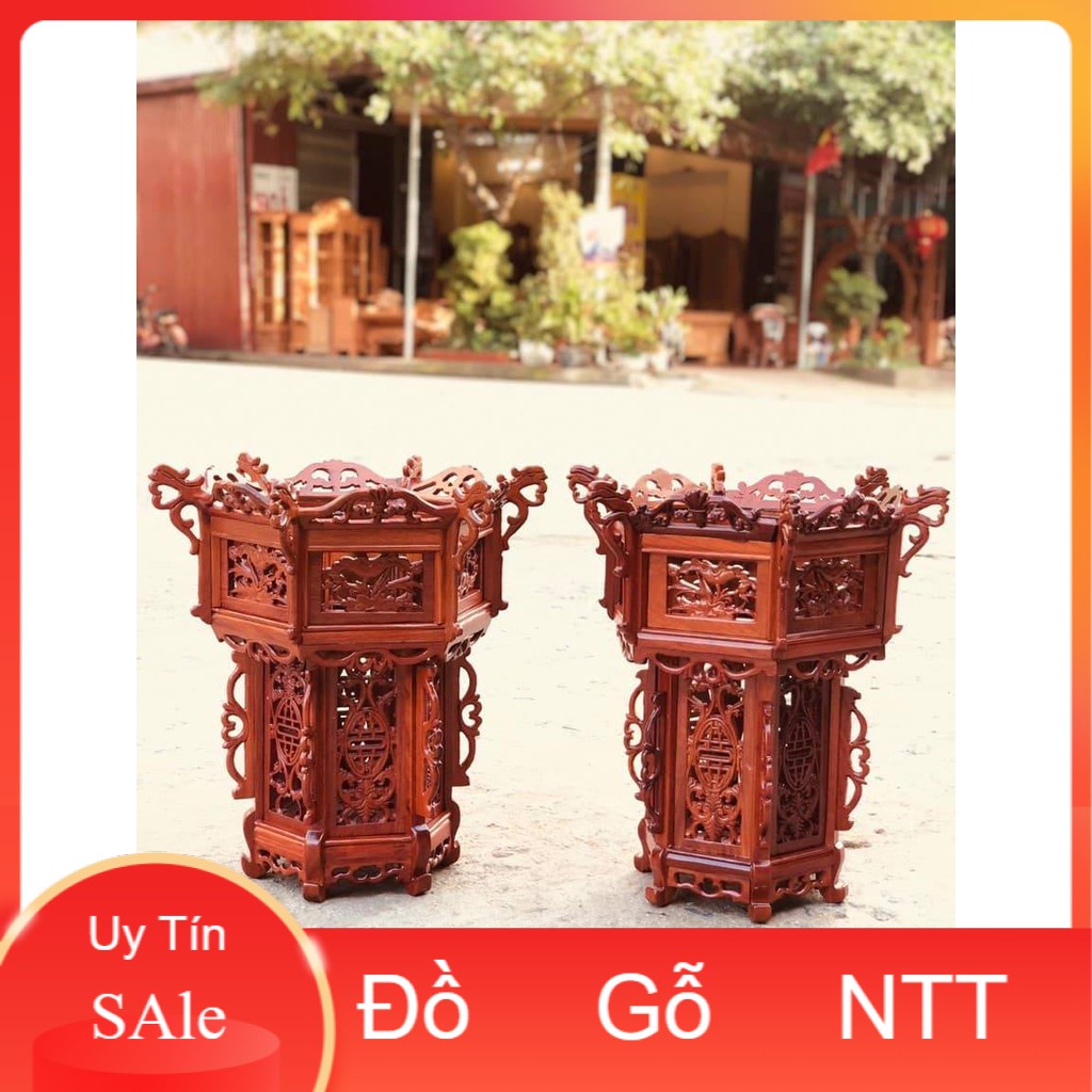 Cặp đèn lồng gỗ hương (kt 46 x 46 cm)