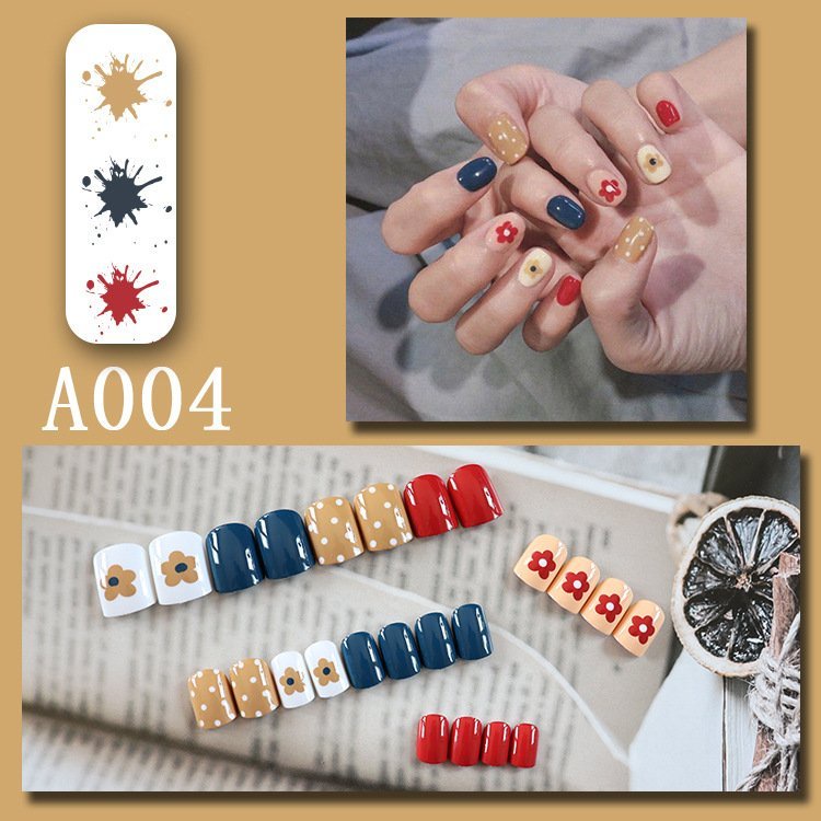 Combo 24 nail giả ngắn Nivamo móng tay giả bò sữa màu trắng đen MG11