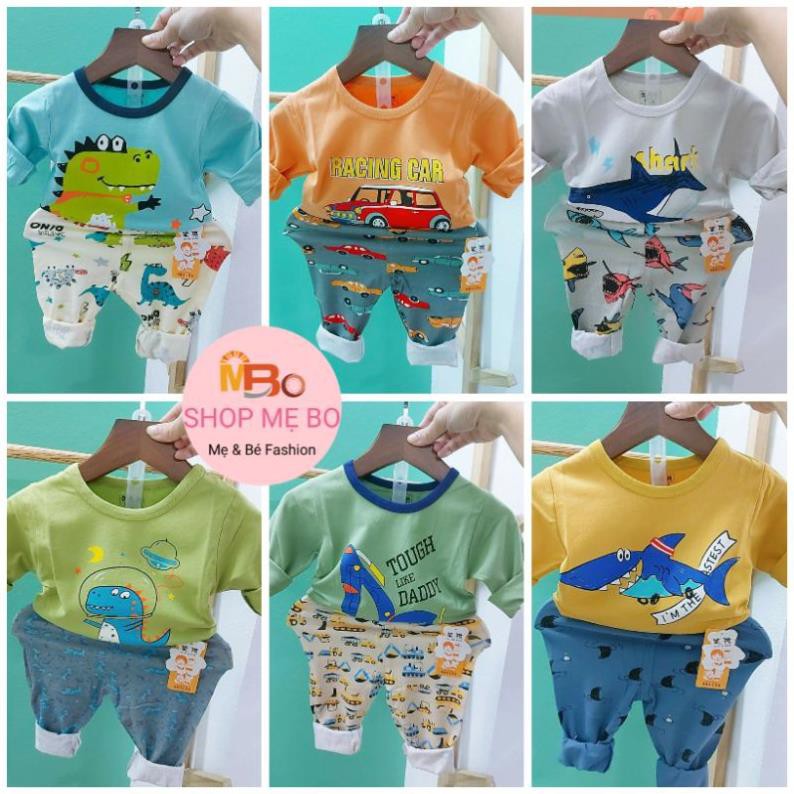 Bộ xuất hàn dài tay cho bé trai thun cotton quảng châu size đại từ 25 đến 33kg siêu nhân khủng long - sỉ quần áo trẻ em