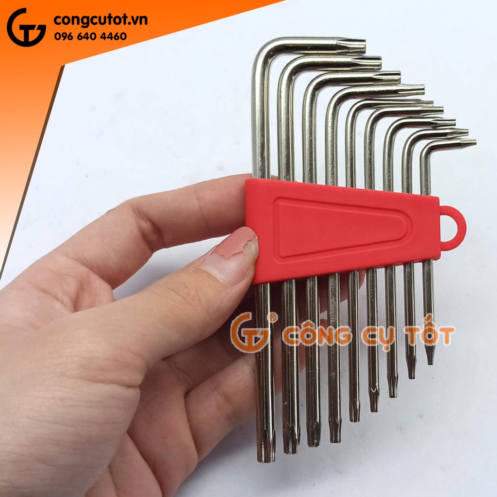 Bộ lục giác đầu bông mini 9 cây chữ L T6-T27 GM804-9 dài 115mm