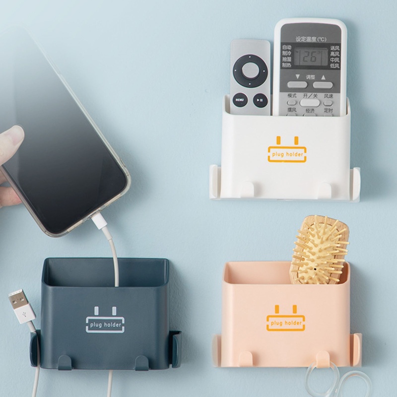 Bộ 2 Hộp Sạc Gắn Tường Kèm Móc Treo Điều Khiển TV / Điện Thoại