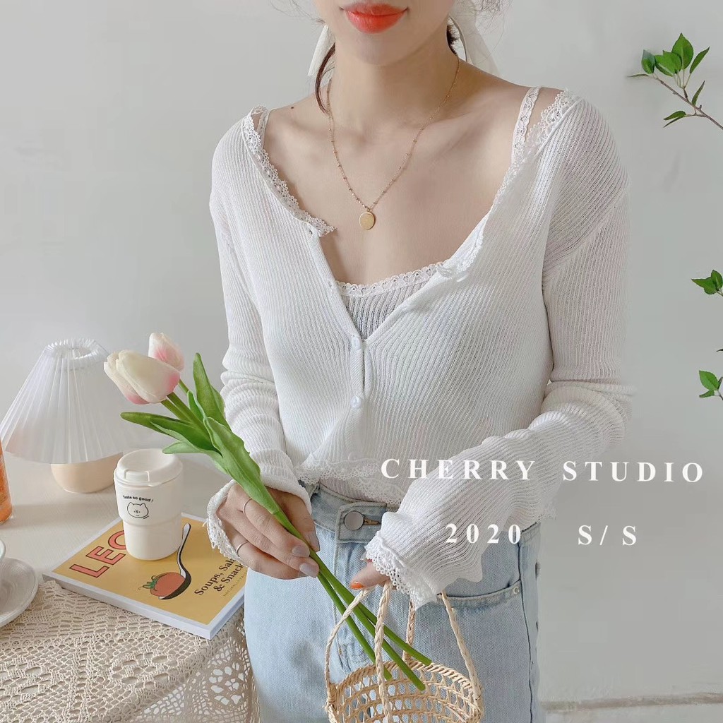 Set Áo Hai Dây + Áo Khoác Cardigan Dệt Kim Thời Trang Cho Nữ | BigBuy360 - bigbuy360.vn