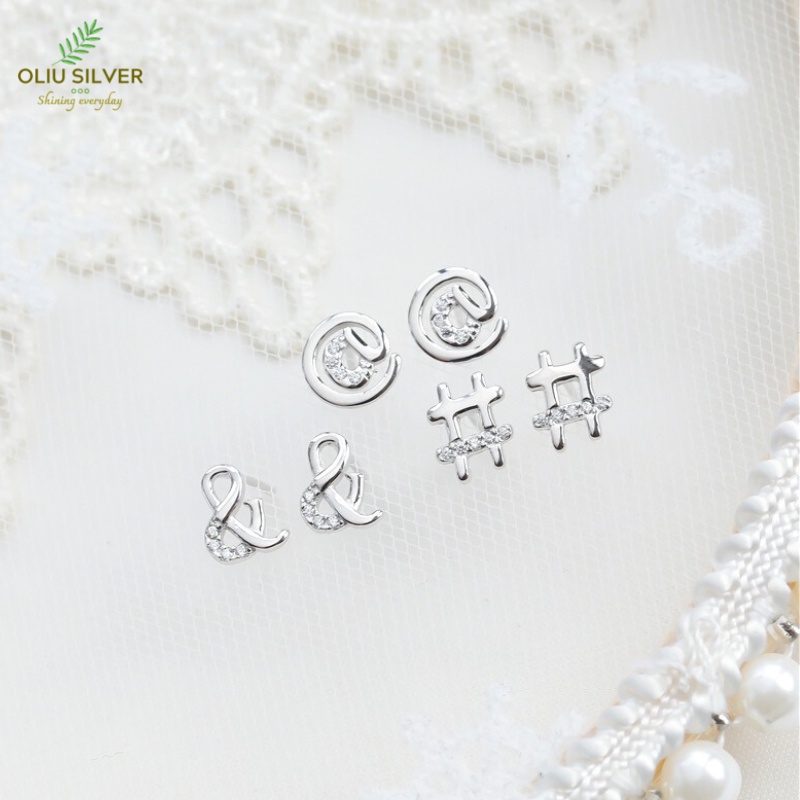 Bông Tai Bạc S925 Ký Tự @#&amp; Dễ Thương Trẻ Trung Cá Tính | Khuyên Tai Nữ Trang Sức Bạc Thời Trang