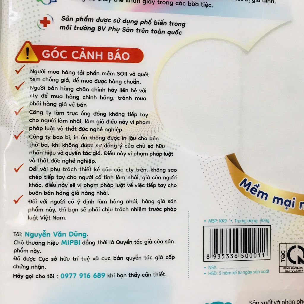 KHĂN VẢI KHÔ ĐA NĂNG MIPBI 260g, 300gr, 600gr, 900gr