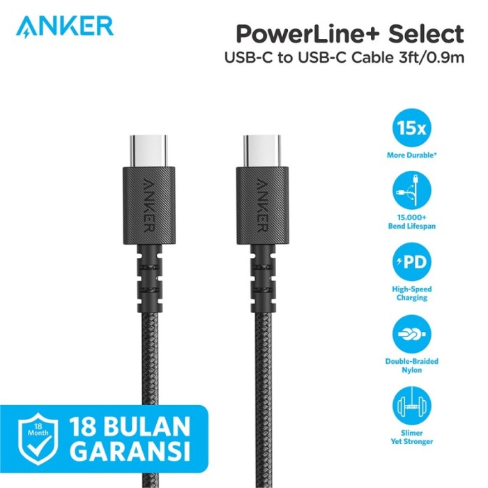 Mới Dây Cáp Sạc Anker Powerline Usb Type C Sang C - 3ft / 0.9m - A8032