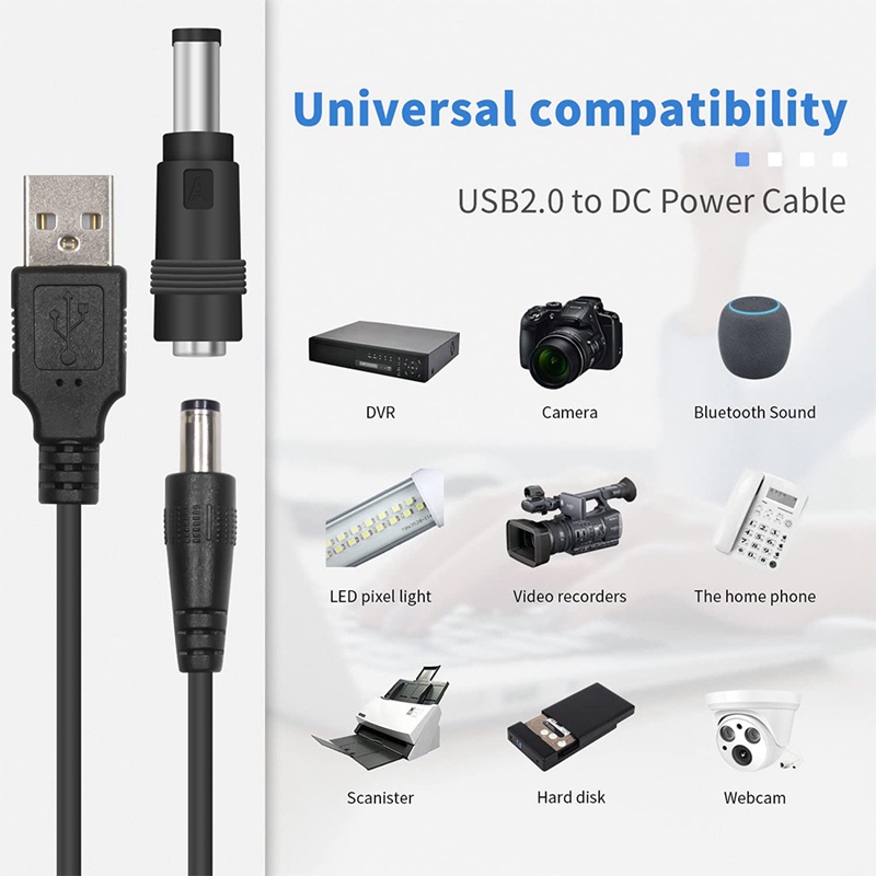 Dây Cáp Nguồn DC Đầu USB 3.5x1.35/5.5x2.1/5.5x2.5/4.0x1.7/2.5x0.7mm Chất Lượng Cao