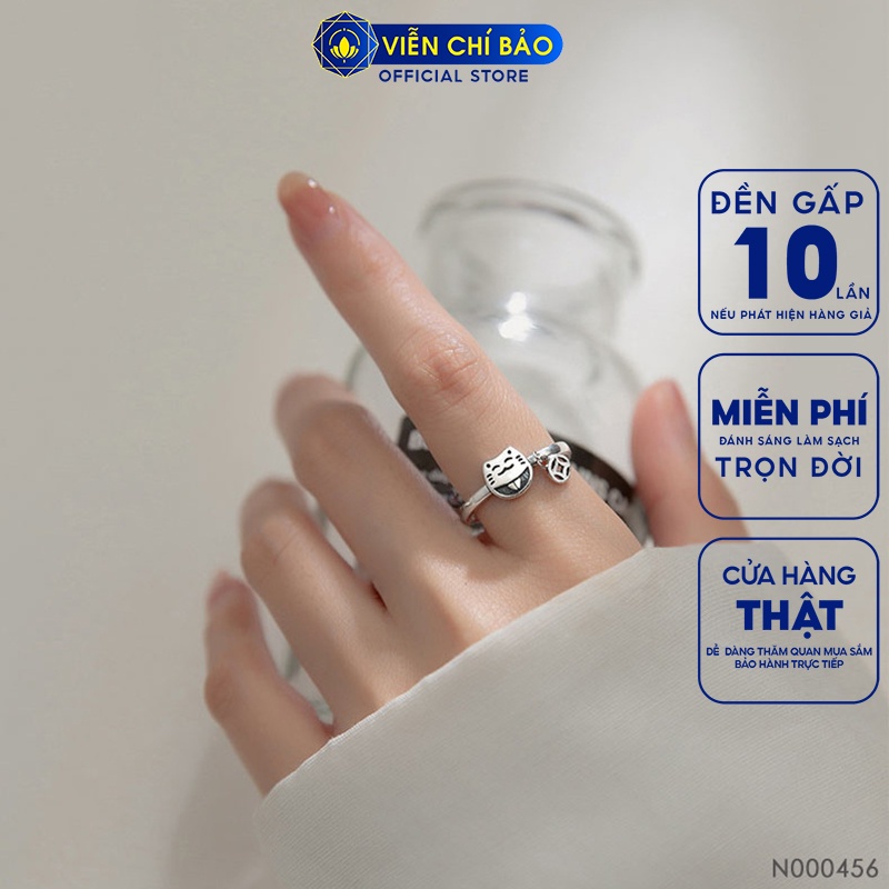 Nhẫn bạc nữ hình Mèo Kim Tiền chất liệu bạc 925 thời trang phụ kiện trang sức Viễn Chí Bảo N000456