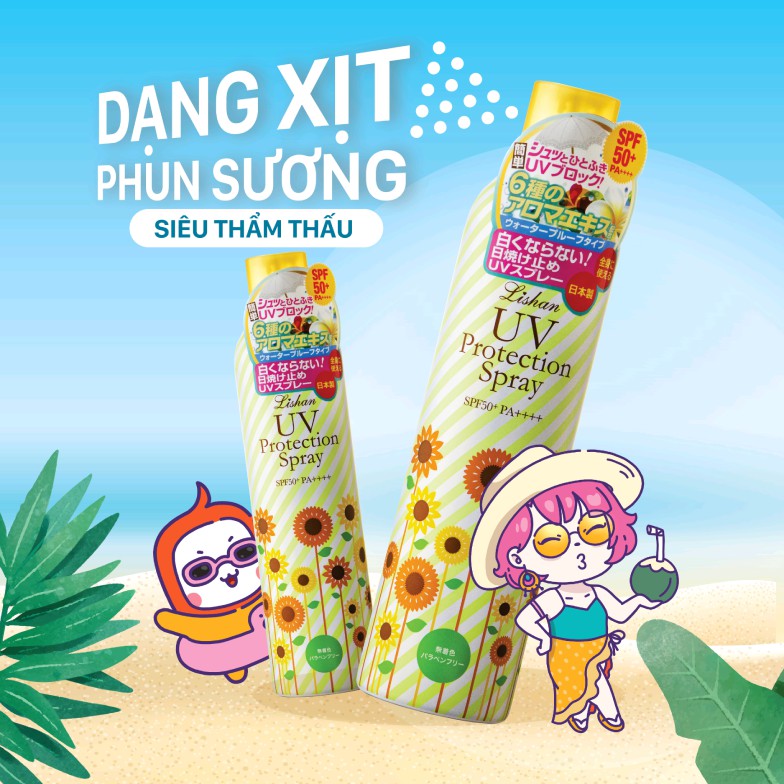 (Chuẩn Aut) Xịt Khoáng Chống Nắng Lishan UV Protection Spray Nhật Bản SPF 50+ PA++++ 230g | BigBuy360 - bigbuy360.vn