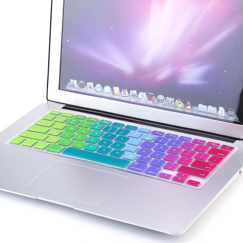 Bao Da Kèm Bàn Phím Silicone Màu Cầu Vồng Cho Imac Macbook Pro 13 "15"