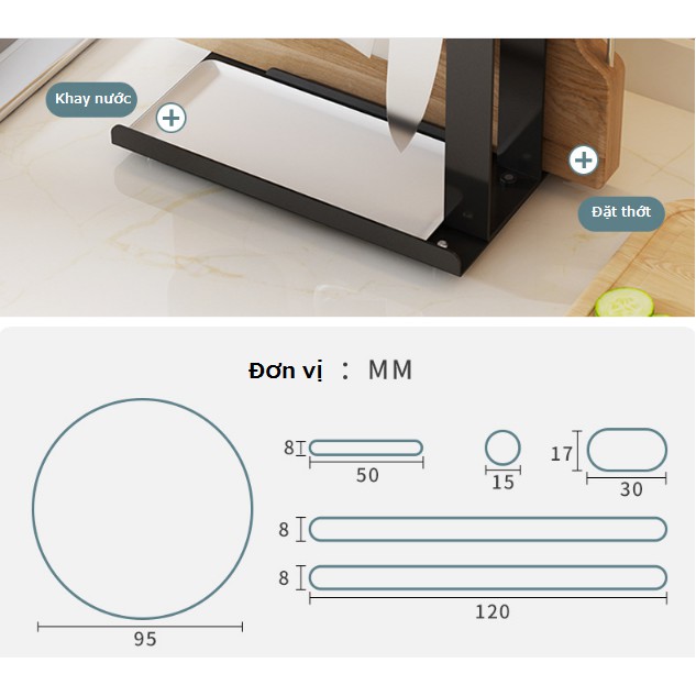 Giá để dao thớt cao cấp inox 304 kích thước 26x25x16cm