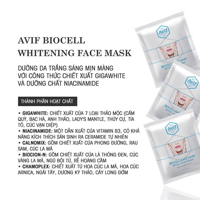 Mặt Nạ Nước Dừa Tươi Vượt Trội BIOCELL WHITENING FACE MASK