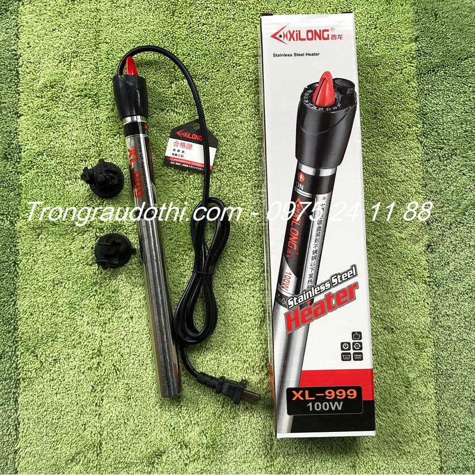 Sưởi bể cá Xilong 100W bằng inox cho bể 40-60cm