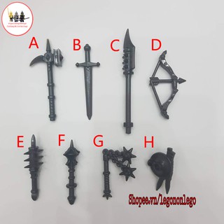 Phụ kiện lego vũ khí đen lính minifigure trung cổ PGPJ