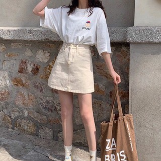 Chân Váy Cạp Cao Chữ A Màu Be Mới Nhất_V30