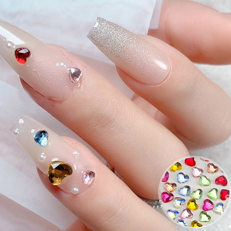 Bộ 50 Đá Pha Lê Nhiều Hình Dạng Dùng Trang Trí Móng Tay Lưng Phẳng