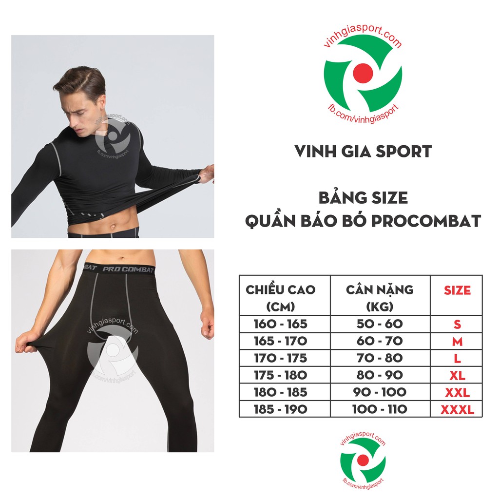 Quần giữ nhiệt, tập gym nam, quần bó chống xước Procombat
