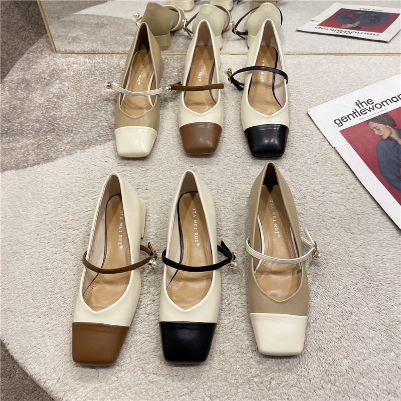 Giày Búp Bê Mũi Vuông Đế Mềm Thiết Kế Đơn Giản Phong Cách Retro Thời Trang Cho Nữ