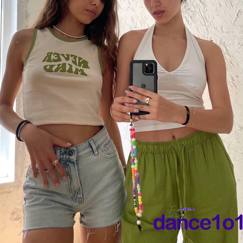 Áo tank top cổ tròn in chữ thời trang cá tính cho nữ