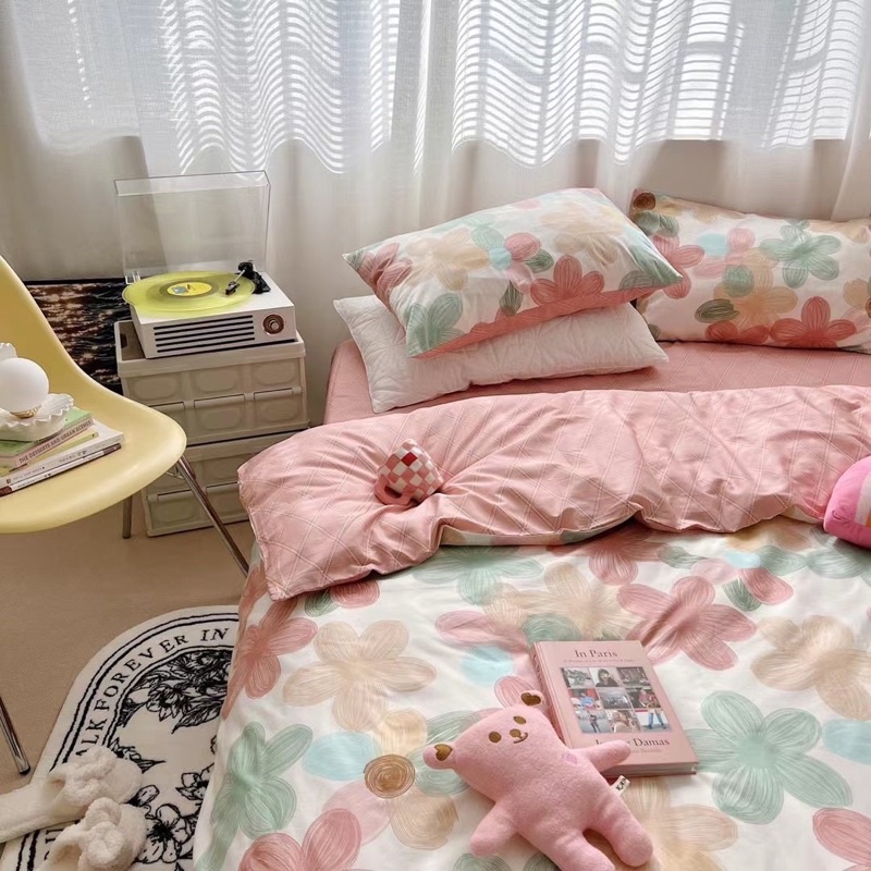 Set Bộ Vỏ Chăn Ga Hoa Xinh Chất Liệu Vải Cotton Living, Chất Vải Thoáng Mát, Bền Đẹp - Nhiều Hoạ Tiết _Shinbedding