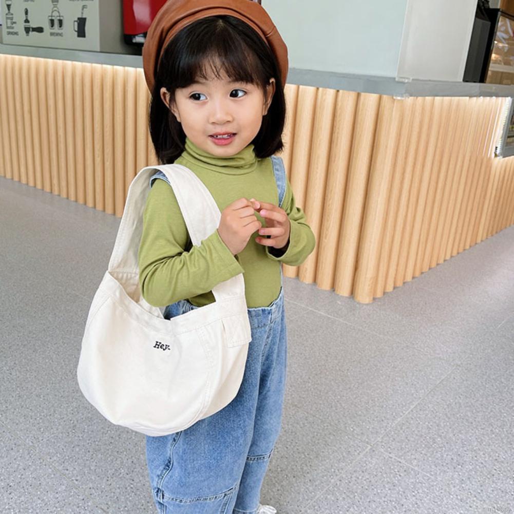 Túi Đeo Chéo Bằng Vải Cotton Màu Trơn Phong Cách Hàn Quốc Cho Mẹ Và Bé