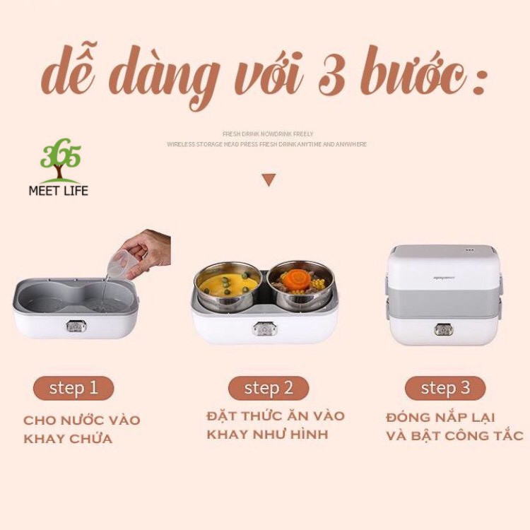Hộp cơm cắm điện hai tầng, hộp cơm hâm nóng cặp lồng giữ nhiệt thích hợp cho dân văn phòng